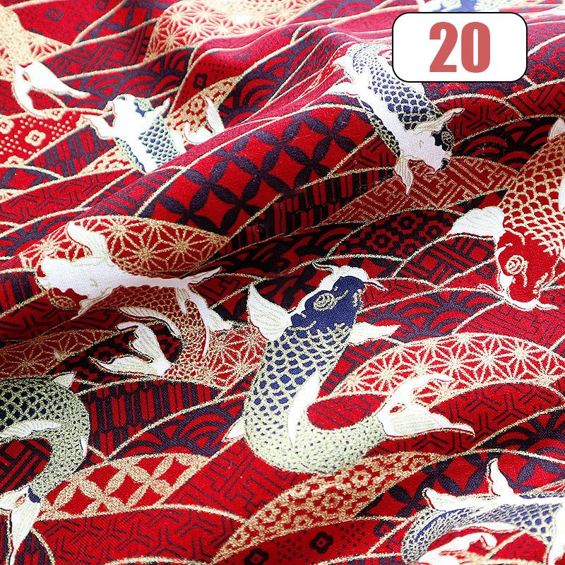 100x150cm Oriental Style Crane Prints Bronzing Fabric Japanese Sea Wave Koi Cotton Fabric For Sewing Quilting Patchwork DIY