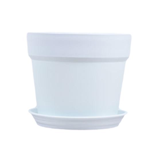 Plant Pot with Drainage Holes Plastic Flowerpot with Saucer Modern Flower Pot for Indoor Outdoor Plants Office Desk Garden