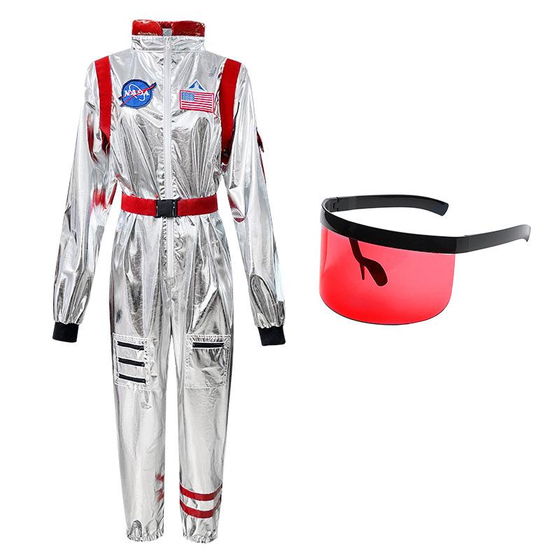 Halloween adult space costume silver spacesuit pilot stray earth party play jumpsuit