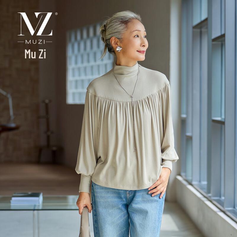 

Mu Zi Women s Floral Half-High Collar Long-Sleeve Top XL