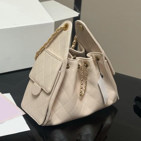25C New Hobo Stray Bag Black Gold Buckle Rhombus Lychee Pattern Cowhide Portable Shoulder Messenger Locomotive Bag