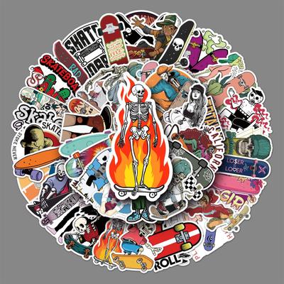 50 Sheets of Skateboard Graffiti Cartoon Sports Creativity Guka DIY Skateboard Luggage Stickers Waterproof