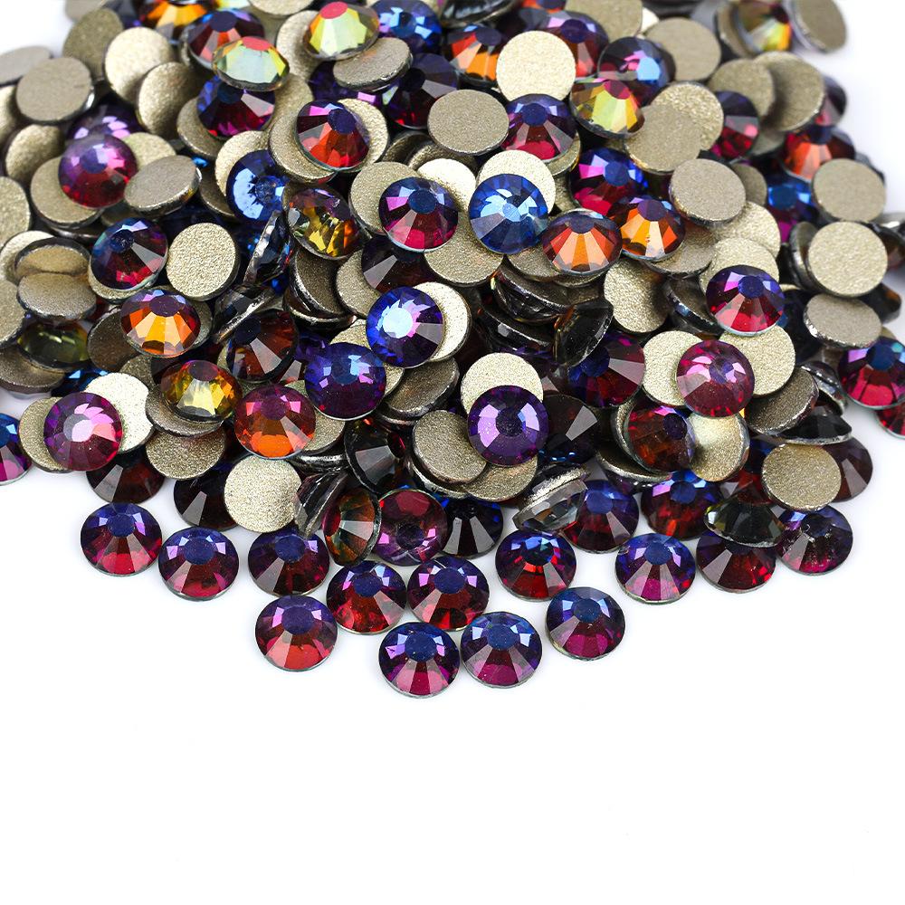 Weichen, Gold Bottom Mixed Glass Flat Bottom Diamond Nail Drill, Decorative Mobile Phone Case Diy Nail Accessories Rhinestone Jewelry