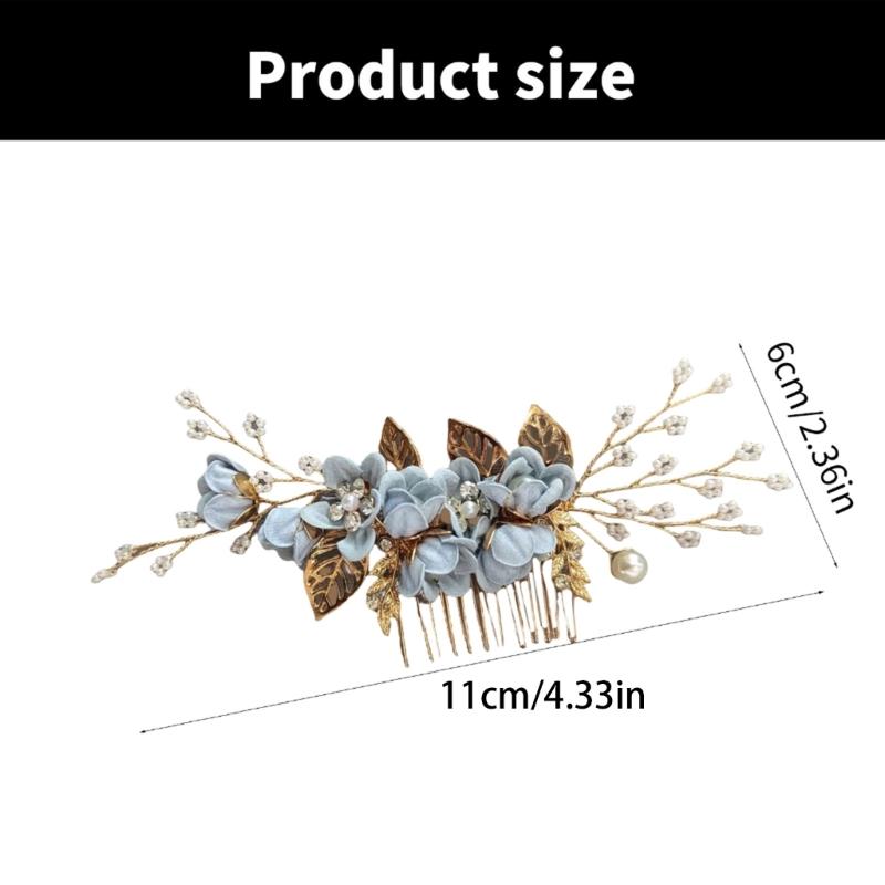 Handmade Floral Hairpiece with Crystal Wedding Hair Comb for Bride or Bridesmaid Ethnic Style Headwear Accessories