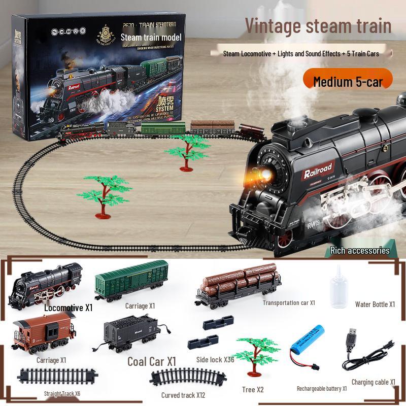 

Набор электрической железной дороги со звуковыми, световыми и паровыми эффектами - Игрушка в ретро-стиле Rechargeable Lithium Battery + Data Cable