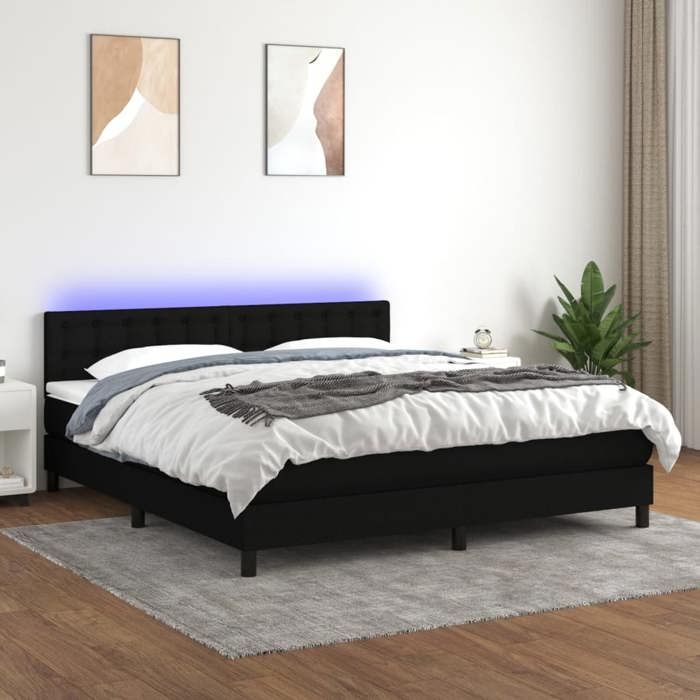 VidaXL Slatted Bed Base with Mattress and LED, Upholstered Bed, Double Bed, Adult Bed for Interior Bedroom, 3133487
