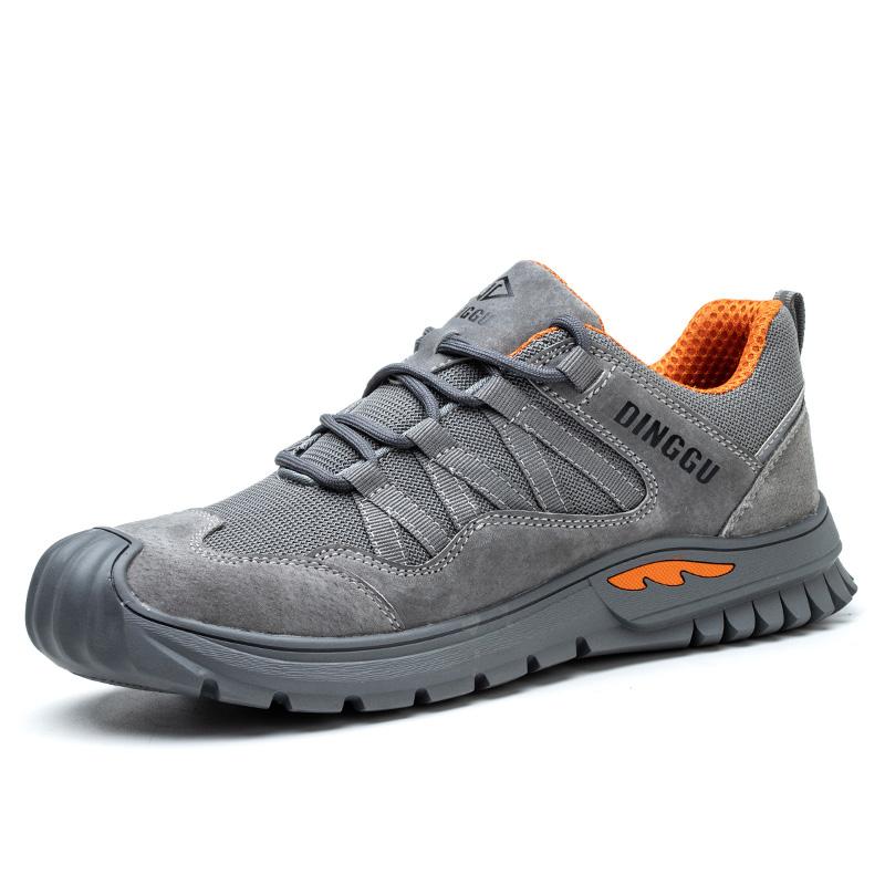 

men casual breathable steel toe caps work safety shoes summer worker security boots outdoors safe sneakers protective footwear 270 темно серый