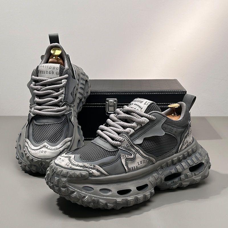 

Summer platform dad men s shoes increase 2025 new tire sports shoes mesh casual breathable casual shoes thin 44 сірий колір