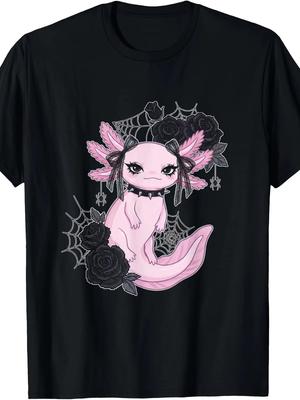 A Stylish And Comfortable T-Shirt Featuring a Pastel Goth Axolotl with a Spiked