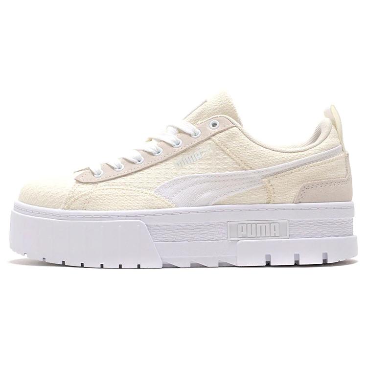 PUMA Mayze Patchwork Thick Sole Retro Casual Skateboarding Shoes White Women's (Unisex) Skateboard Shoes 383687 01