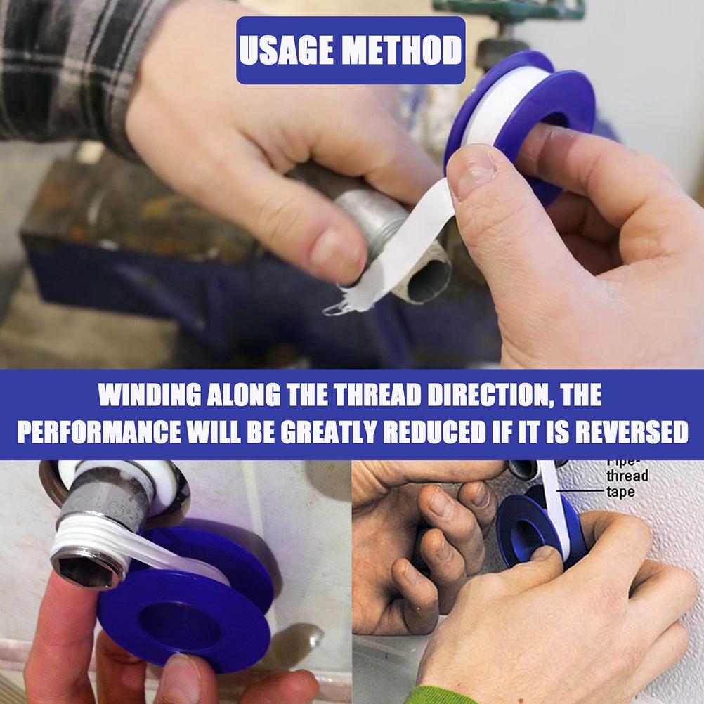 10Pcs Thread Tape Leak Proof PTFE Sealing Tape Waterproof Pipe Sealant Tape for Faucet Water Pipe Gas Pipe