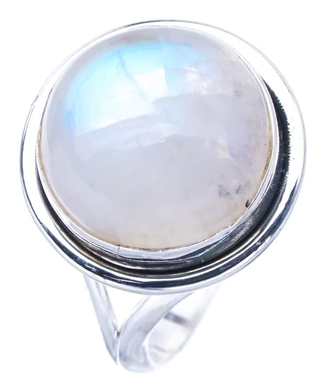 

StarGems® Natural Moonstone Handmade 925 Sterling Silver Ring 5 F0788