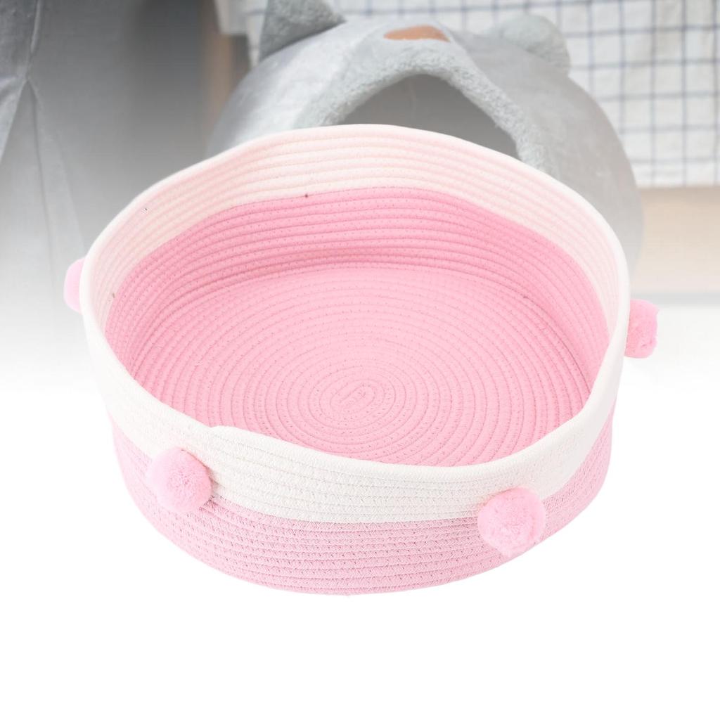 Cat Scratcher Bed Basket Cotton Rope Hand Knitting Stylish Look Cat Sleeping Bed Scratching Mat for Home Indoor