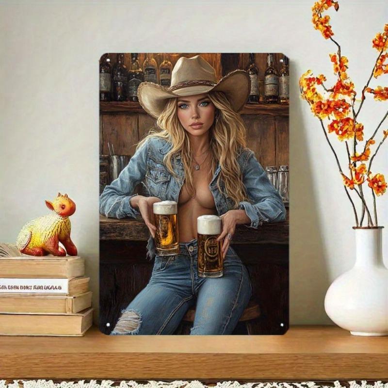 Lamiere Pin-Up Girl, Decorazione Metallica per Officina Garage 20x30cm