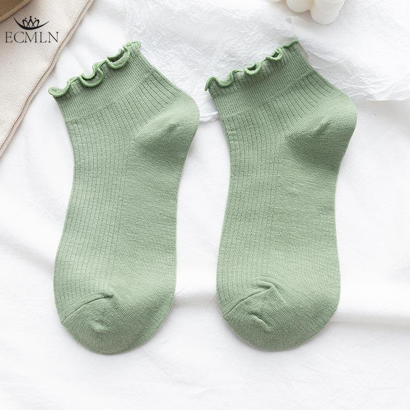 Chaussettes Mi-Mollet Mignonnes en Dentelle Style Décontracté d'Été Chaussettes de Mode Chaussettes en Coton Couleur Bonbon pour Femmes