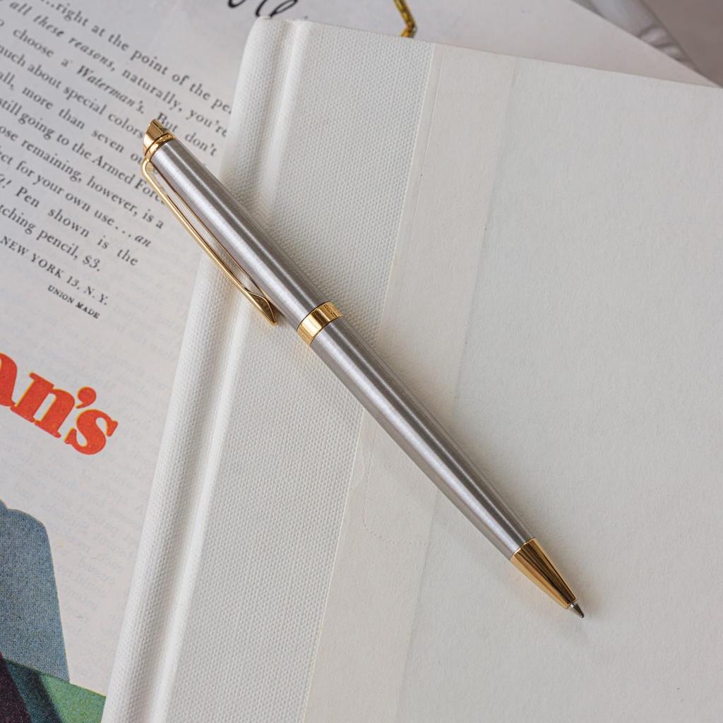 Waterman Metropolitan Ballpoint Pen - Premium Stainless Steel GT Gift, Official Luxury Brand Essential S0920360