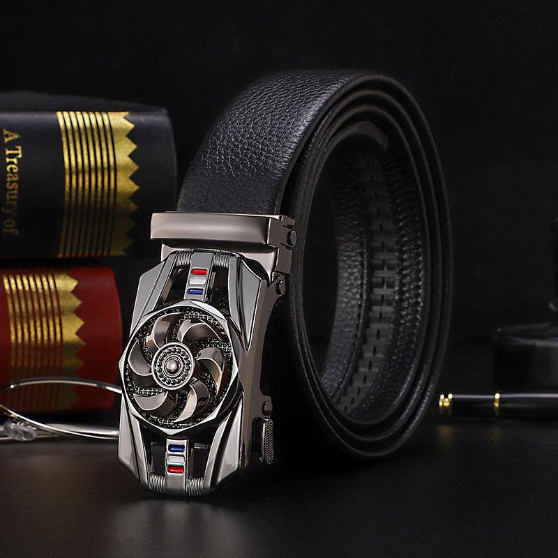 

Мужской кожаный ремень с вращающейся автоматической пряжкой - стильный деловой трендовый аксессуар 120 cm