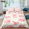Cartoon Lovely Pig Duvet Cover Set Kawaii Animal Bedding Set King Microfiber Farmhouse Wildlife Theme Comforter Cover Pillowcase