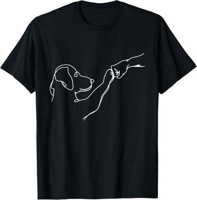 Dog And People Punch Hand Dog Man Friendship Bump Dog's Paw T-Shirt