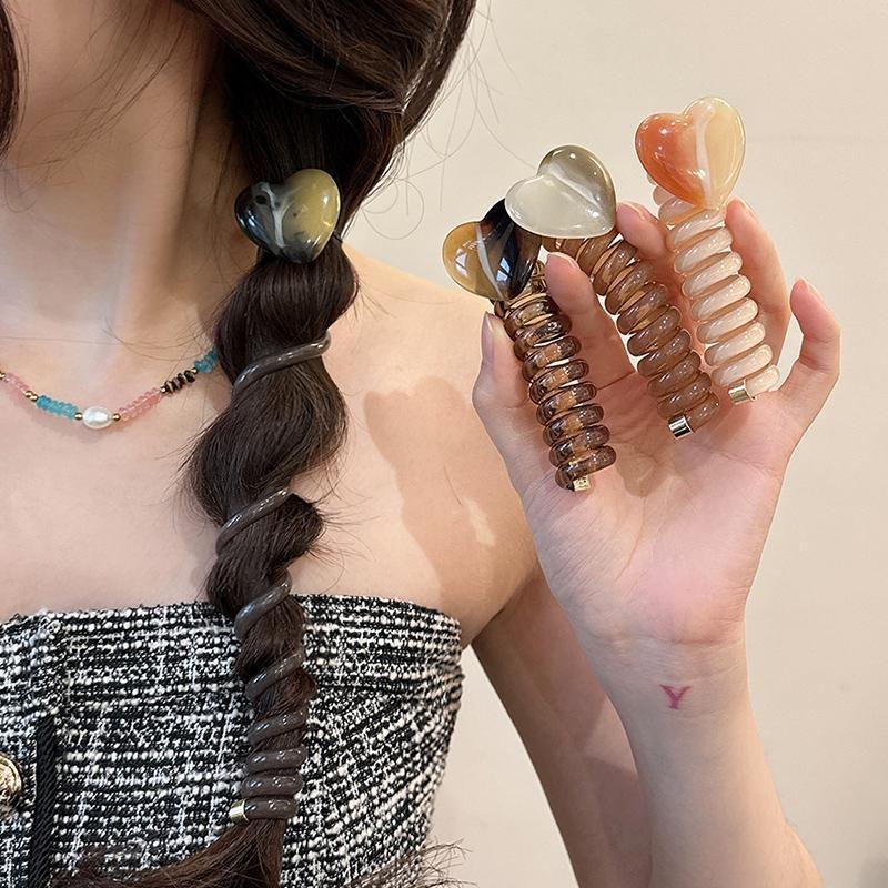 Simple Bubble Braid Hair Tie for Women, High-end Heart-shaped Telephone Cord Hair Tie, Ponytail Braiding Tool