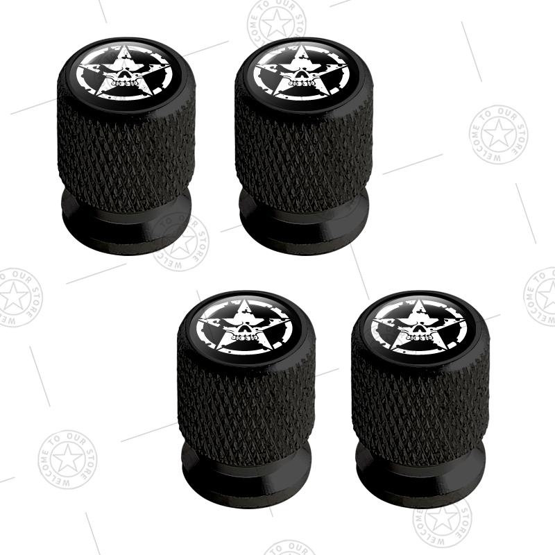 4pcs Five-Pointed Star Logo Car Wheel Tire Valve Caps Air Stem Aluminum Accessories For Jeep Wrangler Sahara Cherokee Ford F150 AMR1