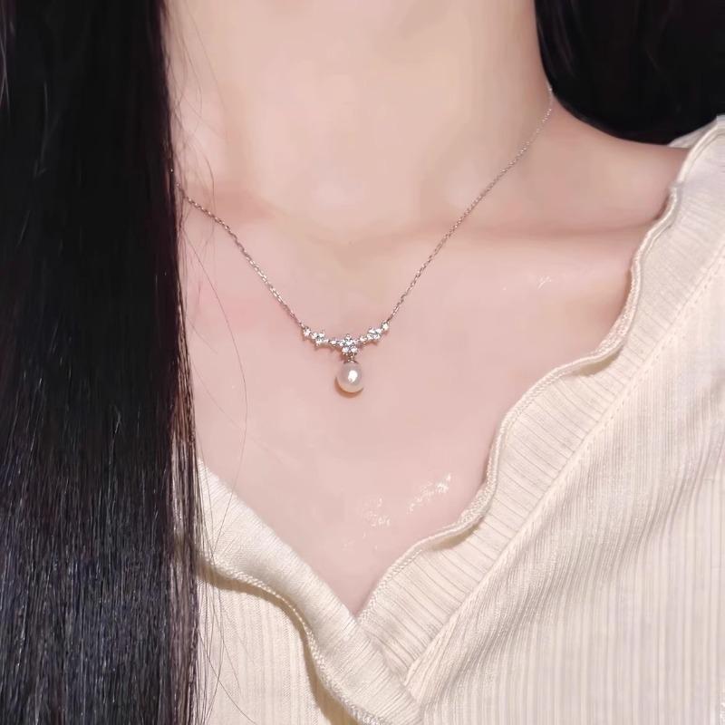 Single small pearl zircon necklace femininity celebrity niche design daily versatile trendy versatile