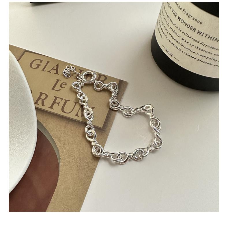 S925 Sterling Sølv Åttetall Ringarmbånd: Japansk-koreansk trendy mote, enkel vridd armring