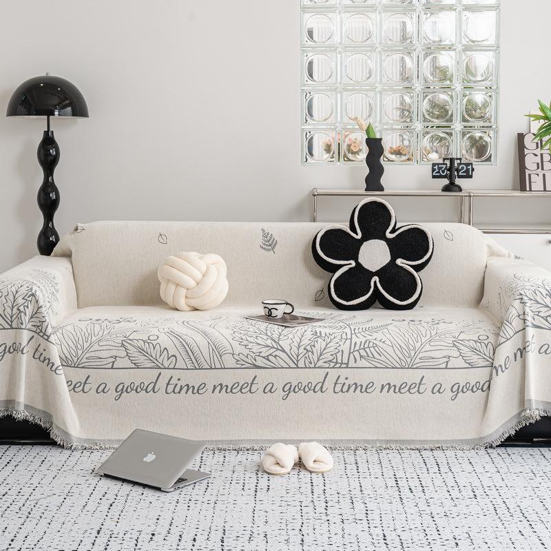 Francuski ręcznik na sofę z szenili Salon Dekoracja domu Pokrowiec na sofę Uniwersalny na wszystkie pory roku Koc na sofę Pokrowiec na kanapę Krawędź z frędzlami