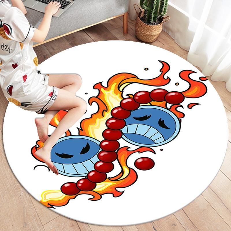 Anime One Piece Round Area Rug Carpet Rug For Living Room Bedroom Sofa Playroom Decor Nonslip Floor Mat