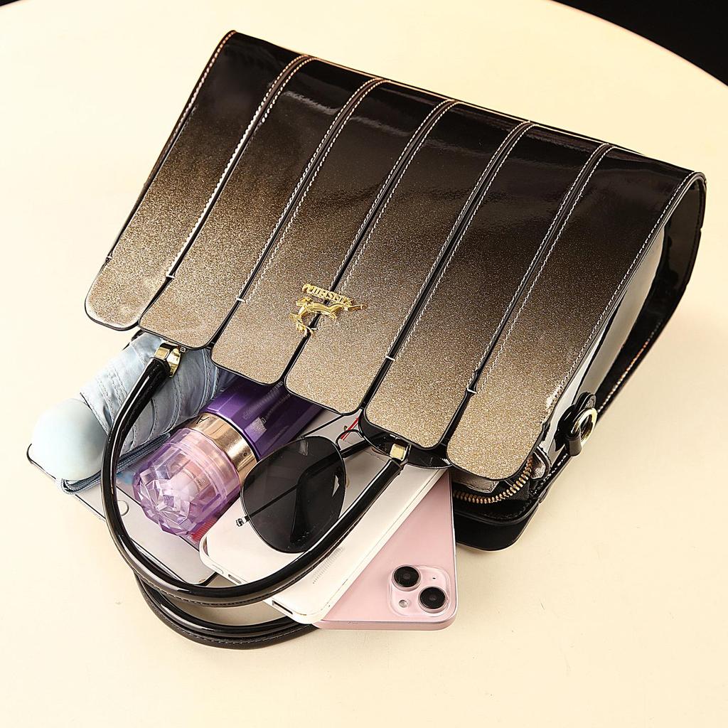 Elegant Patent Leather Women's Crossbody Handbag - Versatile for Mature Moms