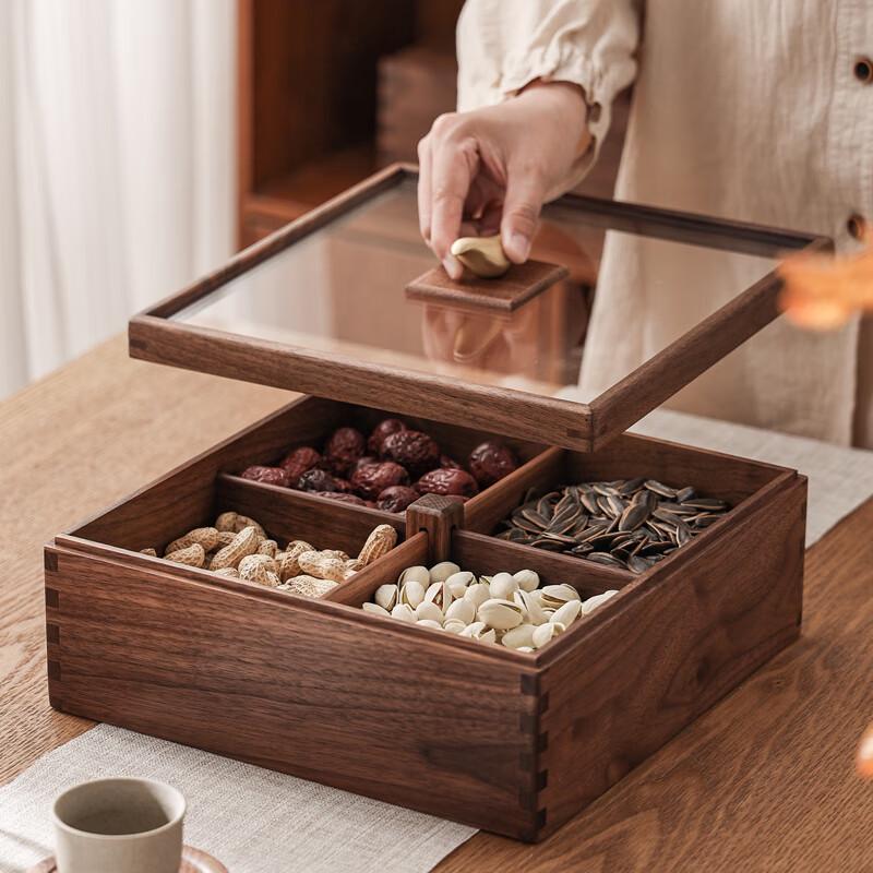 New Chinese Style Walnut Wood Divided Snack Tray