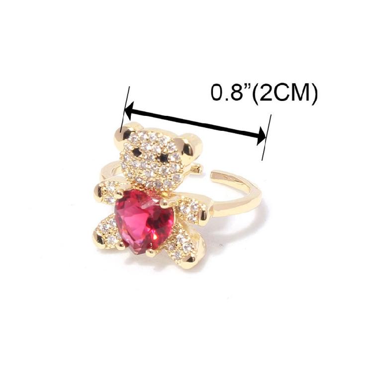 Colored Crystal Heart-shaped Opening Adjustable Ring Handmade Jewelry Party Gift