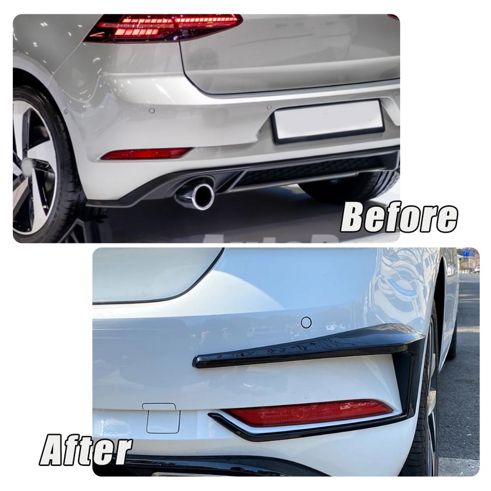 For VW Golf 7.5 Mk7.5 2016 2017 2019 2PCS Rear Bumper Splitter Spoiler Air Vent Cover Trim Glossy Black ABS NOT For Golf MK 7