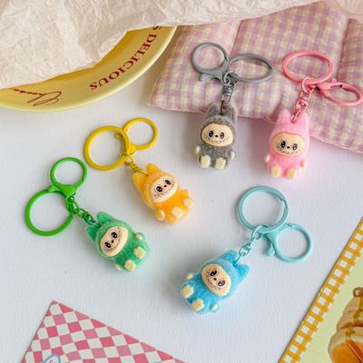 Flocking Keychain Cute 4CM Rabub Plush Pendant Cute Bag Pendant Keychain