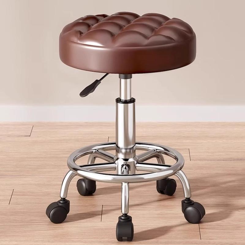 Modern Minimalist Beauty Stool, Adjustable Mobile Hairdressing Chair, Comfortable Cushioned Backrest Seat, Salon Barber Stool