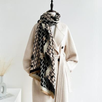 Shawl Winter Exterior High-end Sense Versatile Imitation Cashmere Thickened Warm Scarf Office Air-conditioned Room Windproof Scarf