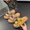 Increase Height and Show Legs, Long Thick-soled Boken Slippers, Beach Shoes, Wear New Summer Retro Design, One-word Cool Slippers