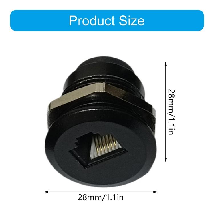 RJ12 6P6C Female Panel Mount Sockets Threaded Installation Kit for DSL Splitter Communication Systems