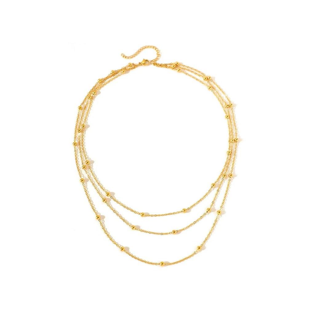 Stainless Steel Necklace New High-end Atmosphere Delicate Beads Multi-Layers Chain Bone Necklace For Women  Party Gifts