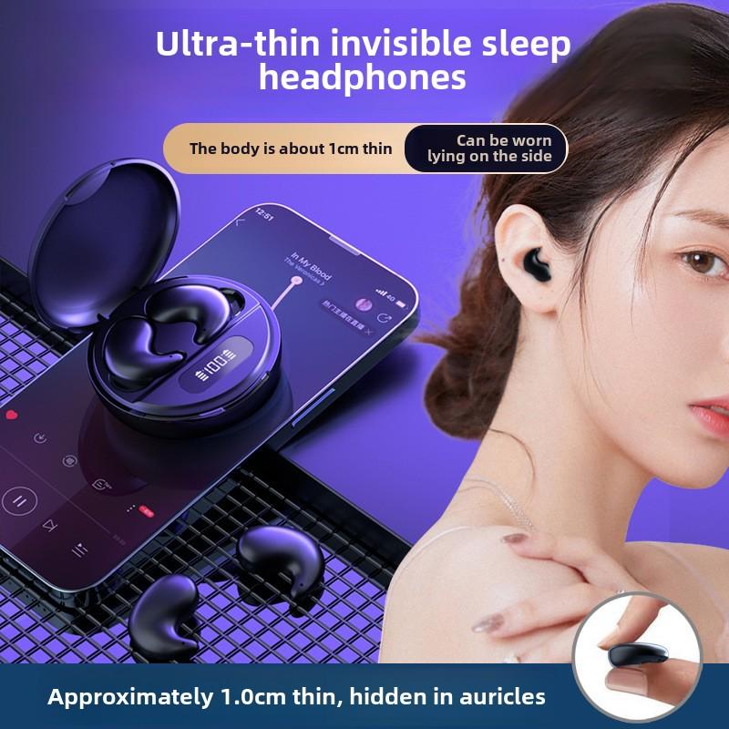 Bluetooth-Ohrhörer zum Schlafen, kabellos, Mini-Seitenschlaf, ultradünn, für Sport, Laufen, unsichtbar, digitaler Bildschirm