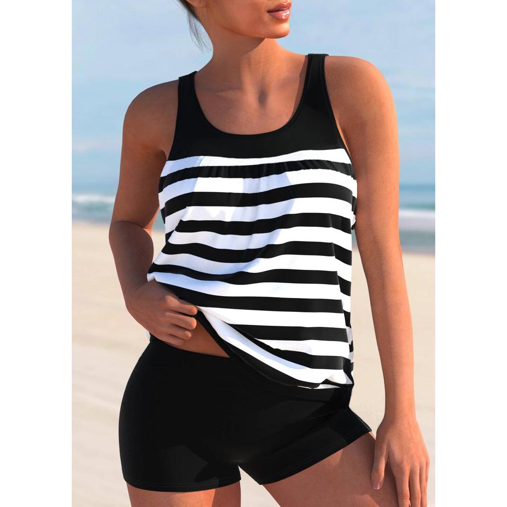 Womens Summer Design Bikini Fashion Two Piece Set Zebra Pattern Printed Swimwear Vest Sports Beach Wear S6xl
