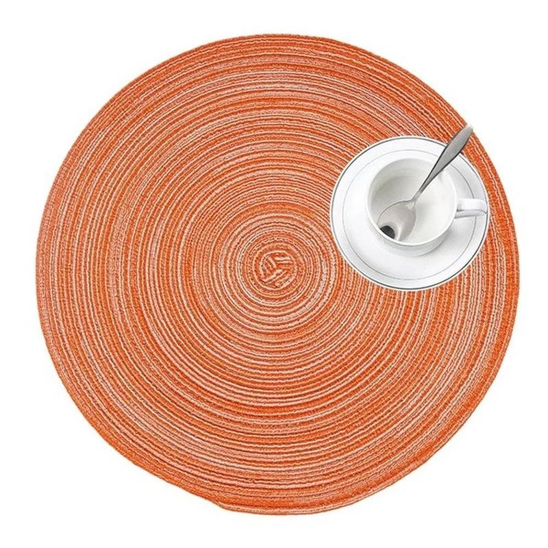 2Pcs/Set 38cm Round Ramie Insulation Pad Solid Placemats Linen Non Slip Table Mats Kitchen Accessories Decoration Home