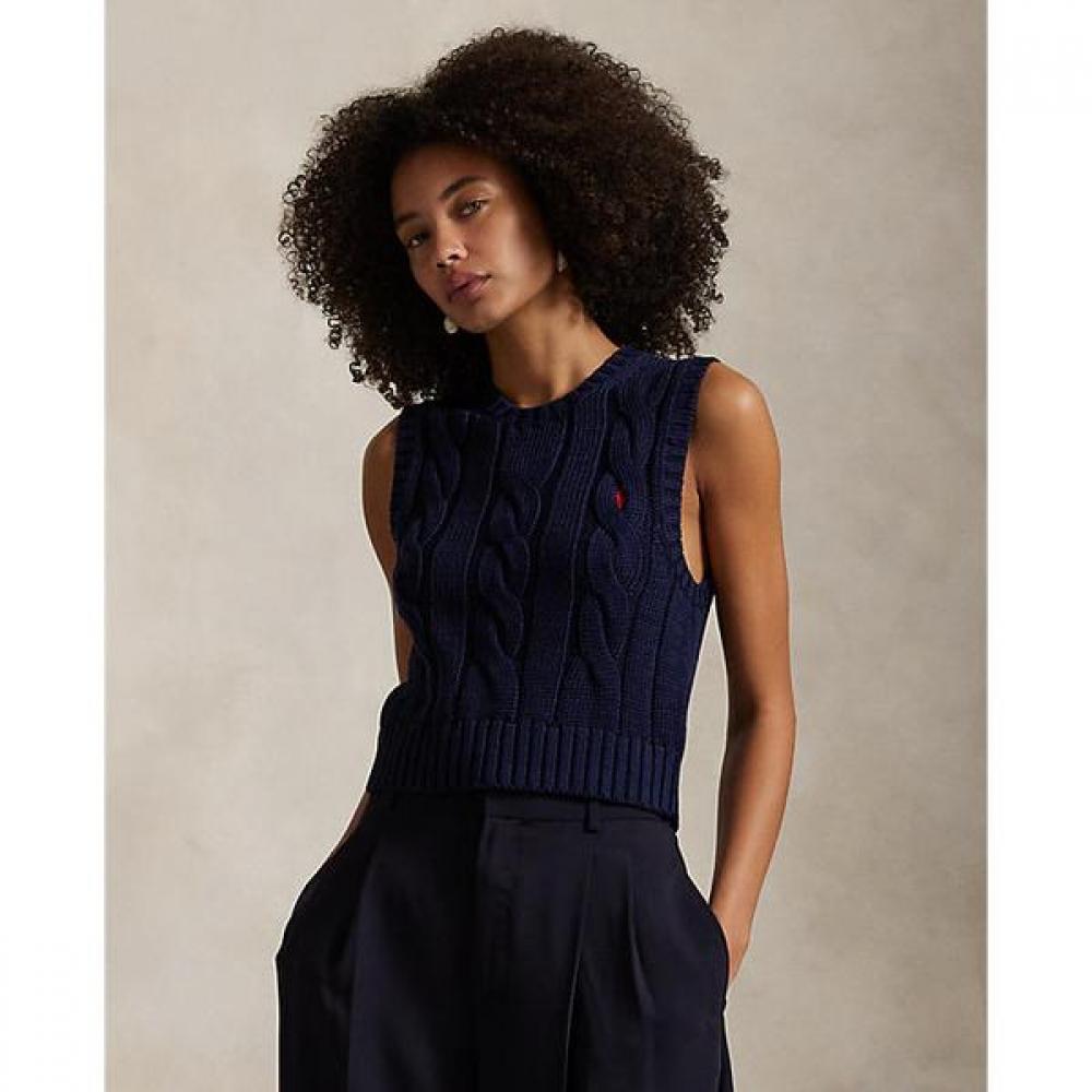 Polo Ralph Lauren Women Cable Knit Cotton Crop Vest  Wmposwenc021172400 S