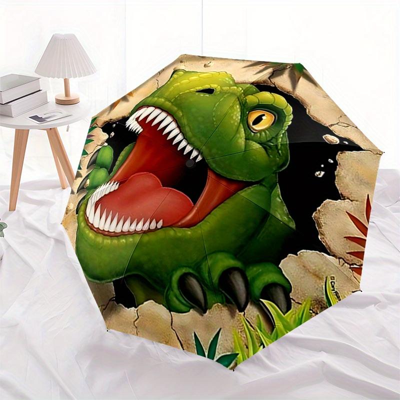 1pc Dinosaur Cartoon Umbrella, Portable 3-Fold Compact Umbrella, Suitable for Camping, Hiking and Travel, Ideal Easter Birthday Gift for Family a