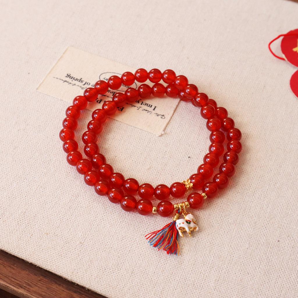 Natural Agate Bracelet Female Pony Pendant Non-fading Bracelet Jewelryfashion Women Daily Jewelry Gift