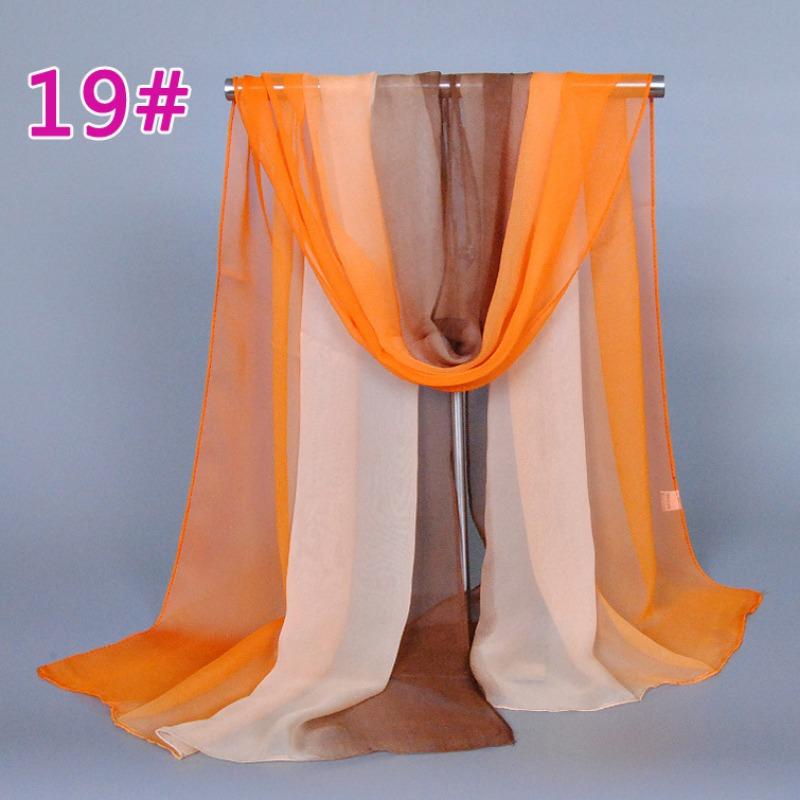 Supply imitation silk georgette silk scarf, popular bright and gradual change of color accessories scarf
