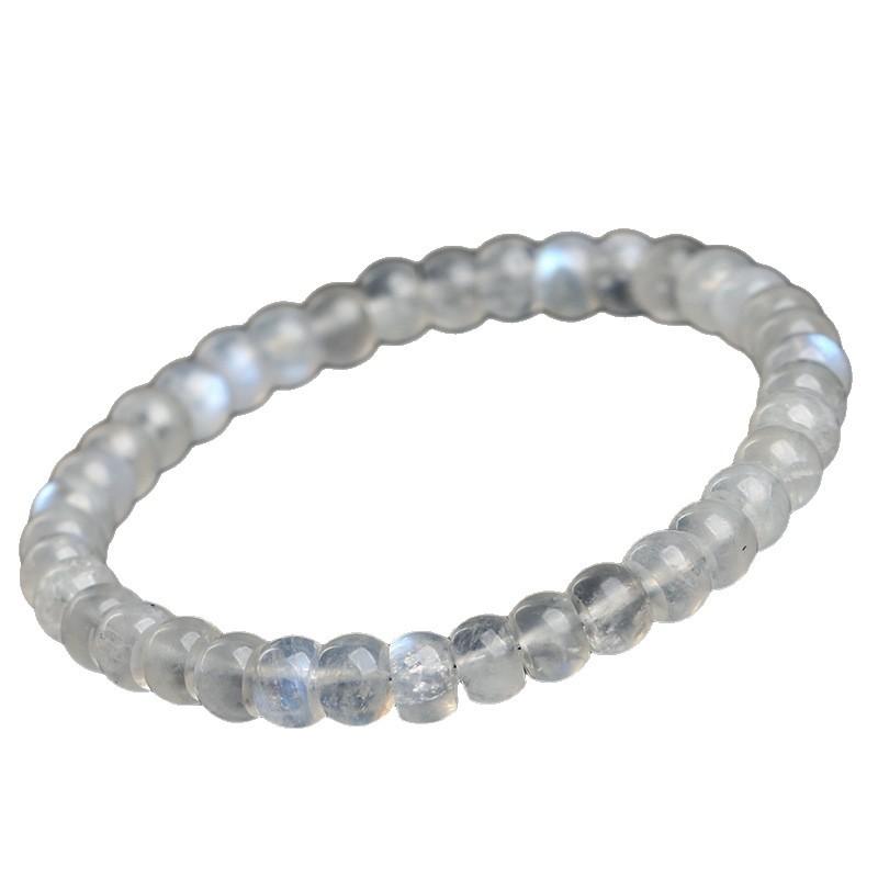 Hongchu Crystal Natural blue moonlight drum beads bracelet Blue Moonstone Straight-Cut Barrel Bead Bracelet