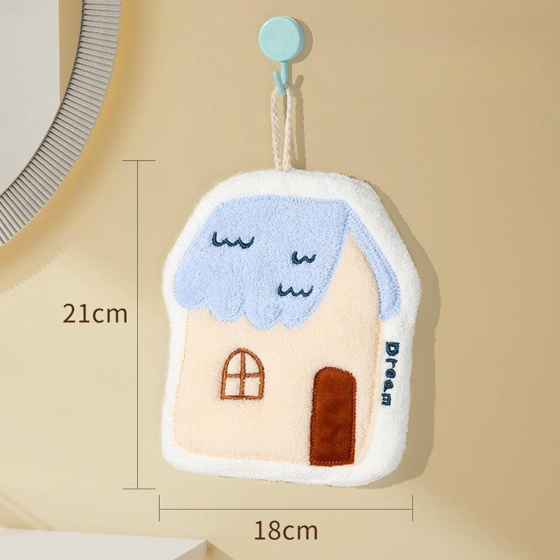 Cute Hand Towel Absorbent Hanging Plush Thickened Bathroom Towel Handkerchief Hand Washing Small Square Towel Kitchen Rag