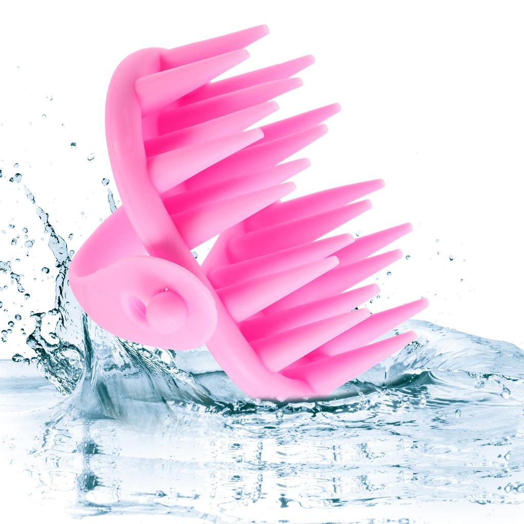 VOCOSTE Massage Shampoo Brush for Scalp Hair and 2 Blue and Pink Comb, Care, Growth, Anti-Dandruff Resin, Pieces,