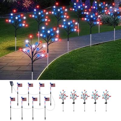 Outdoor Solar Pathway Light Dusk To Dawn Waterproof 8-Effect Solar Flag Lights for Yard Patio Driveway Backyard Homeowners